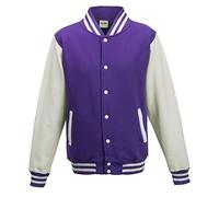AWDis Varsity Jacket, Sweat-Shirt Homme, Purple (Purple/White), L