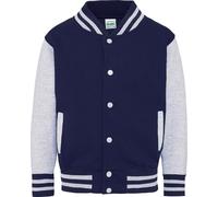 Awdis - Veste Varsity (style collège américain) pour enfants PC7314 (104) (Bleu marine/gris chiné)