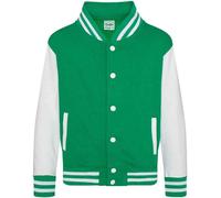Awdis - Veste Varsity (style collège américain) pour enfants PC7314 (104) (Vert irlandais/Blanc)