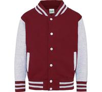 Awdis - Veste Varsity (style collège américain) pour enfants PC7314 (116) (Bourgogne/gris chiné)