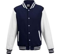 Awdis - Veste Varsity (style collège américain) pour homme/femme unie LT1881 (S) (Bleu marine/Blanc)