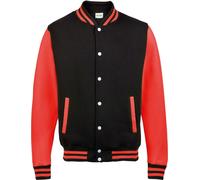 Awdis - Veste Varsity (style collège américain) pour homme/femme unie PC7377 (XL) (Noir de jais/rouge feu)