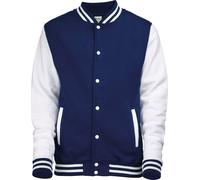 Awdis - Veste Varsity (style collège américain) pour homme/femme unie PC7377 (XS) (Bleu marine/Blanc)