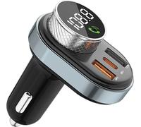 Awei Kit mains libres C-843 avec émetteur FM, Bluetooth 5.0, Mp3, 1Xusb+1Xusb-C Noir/Noir