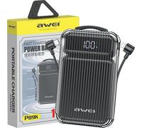 Awei Powerbank P89K 10000Mah 38.5W Noir/Noir + Câbles Pd/Lightning