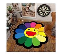 AWEIES Takashi Murakami Tapis décoratif pour salon, cuisine, chambre à coucher, salle de bains, salle de jeux - Peluche douce, antidérapant, lavable - Dimensions : 120 x 120 cm, couleur 1
