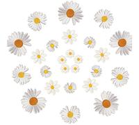 Aweisile Patch Thermocollant Ecusson à Coudre Patchs de Fleurs de Marguerite 25 Ppièces Créatifs Fleur de Marguerite Autocollant pour Brodés Délicats