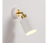 AWEITG Adjustable Wall Sconce White/Black Hardware Lampshade for Bedroom and Living Room - E26/E27 Compatible Lighting Fixture(White-2)