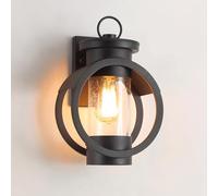 AWEITG American Square Wall Lamp - Waterproof & Dustproof Outdoor Sconce High Transparency Glass Shade, Anti-Rust Iron Body, E27/E26 Compatible(Dark-pair Of Light Fixture)