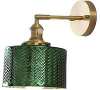 AWEITG Applique Murale en Verre nervuré Vintage Vert, Laiton Antique, luminaire Mural Moderne Nordique, Lampe Murale réglable, Applique Murale Industrielle de Ferme for Chambre à Coucher, Chevet, s