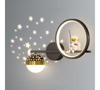 AWEITG Applique murale LED à intensité variable Astronaut - Lampe de projection d'étoiles et de lune moderne for chambre d'enfant, lampe de chevet dorée, blanche et noire for chambre d'enfant garçons