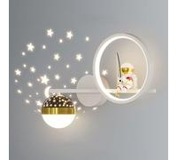 AWEITG Applique murale LED à intensité variable Astronaut - Lampe de projection d'étoiles et de lune moderne for chambre d'enfant, lampe de chevet dorée, blanche et noire for chambre d'enfant garçons