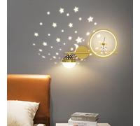 AWEITG Applique murale LED à intensité variable Astronaut - Lampe de projection d'étoiles et de lune moderne for chambre d'enfant, lampe de chevet dorée, blanche et noire for chambre d'enfant garçons