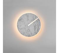 AWEITG Dimmable LED Contemporary Round Wall Sconce - 5W/7W Marble-Patterned Rock Slab Light for Bedroom and Living Room(White,30cm)