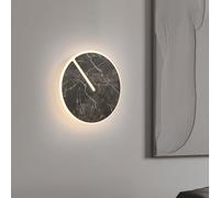 AWEITG Dimmable LED Contemporary Round Wall Sconce - 5W/7W Marble-Patterned Rock Slab Light for Bedroom and Living Room(Dark,20cm)