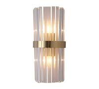 AWEITG Elegant Golden Crystal Wall Lamp - High-Grade Wrought Iron Fixture for Living Room, Bedroom, and Aisle(Gold1)