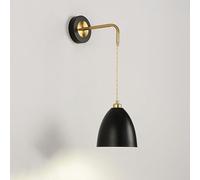 AWEITG European Minimalist Style Black/White Wall Sconce - E26/E27 Metal Lamp for Home Interior Decoration(Dark-2)