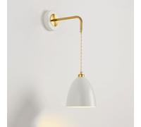 AWEITG European Minimalist Style Black/White Wall Sconce - E26/E27 Metal Lamp for Home Interior Decoration(White-2)