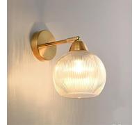 AWEITG Gold Wall Sconces Glass Globe Shade - Elegant Mid-Century Light Fixture Pull Chain for Bedroom, Living Room, and Hallway(Wall Mount)