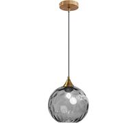 AWEITG Lampe suspendue en verre Globe Support moderne en bronze doré avec boule en verre coloré, lampe suspendue réglable, décoration d'intérieur for salon, cuisine, îlot(Smoke Gray)
