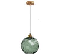 AWEITG Lampe suspendue en verre Globe Support moderne en bronze doré avec boule en verre coloré, lampe suspendue réglable, décoration d'intérieur for salon, cuisine, îlot(Green)