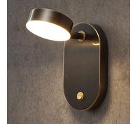 AWEITG Nordic Adjustable Brass Wall Lamp Acrylic Shade - LED Sconce for Bedroom and Living Room(B-black)