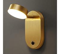 AWEITG Nordic Adjustable Brass Wall Lamp Acrylic Shade - LED Sconce for Bedroom and Living Room(B-gold)
