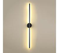 AWEITG Nordic Style Linear LED Wall Lamp - 60CM 11W, Black & Warm White, Aluminum Sconce for Bedroom, Living Room, Stair, and Corridor Decoration(Black+stepless Dimming,100CM 17W)
