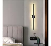 AWEITG Nordic Style Linear LED Wall Lamp - 60CM 11W, Black & Warm White, Aluminum Sconce for Bedroom, Living Room, Stair, and Corridor Decoration(Black+natural White,100CM 17W)