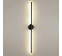 AWEITG Nordic Style Linear LED Wall Lamp - 60CM 11W, Black & Warm White, Aluminum Sconce for Bedroom, Living Room, Stair, and Corridor Decoration(Black+cool White,100CM 17W)