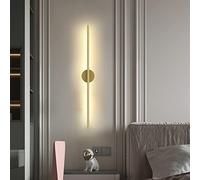 AWEITG Nordic Style Linear LED Wall Lamp - 60CM 11W, Black & Warm White, Aluminum Sconce for Bedroom, Living Room, Stair, and Corridor Decoration(Gold+warm White,80CM 15W)