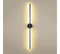 AWEITG Nordic Style Linear LED Wall Lamp - 60CM 11W, Black & Warm White, Aluminum Sconce for Bedroom, Living Room, Stair, and Corridor Decoration(Black+warm White,100CM 17W)