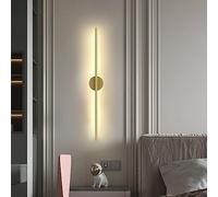 AWEITG Nordic Style Linear LED Wall Lamp - 60CM 11W, Black & Warm White, Aluminum Sconce for Bedroom, Living Room, Stair, and Corridor Decoration(Gold+stepless Dimming,60CM 11W)