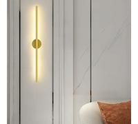 AWEITG Nordic Style Linear LED Wall Lamp - 60CM 11W, Black & Warm White, Aluminum Sconce for Bedroom, Living Room, Stair, and Corridor Decoration(Gold+3 Colour Light,80CM 15W)