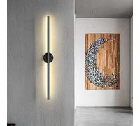 AWEITG Nordic Style Linear LED Wall Lamp - 60CM 11W, Black & Warm White, Aluminum Sconce for Bedroom, Living Room, Stair, and Corridor Decoration(Black+3 Colour Light,80CM 15W)