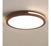 AWEITG Plafonnier intérieur en Bois plafonnier Ultra Fin plafonniers encastrés éclairage de Plafond Moderne for Salon Salle à Manger Chambre hôtel (Couleur Noyer)(Neutral light,D: 50CM)
