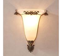 AWEITG Retro Brass Wall Light - Vintage Glass Lampshade Sconce for Hallway, Bedroom, Kitchen, and Living Room