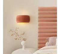 AWEITG Stylish Green Wall Light Sconce - Contemporary Striped Shade for Up and Down Lighting in Bedroom, Dining Room, and Hallways(Orange)