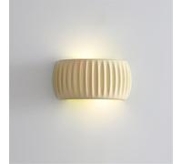 AWEITG Stylish Green Wall Light Sconce - Contemporary Striped Shade for Up and Down Lighting in Bedroom, Dining Room, and Hallways(White)