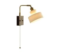 AWEITG Vintage Industrial Wall Sconce Light Fixture Milk Glass Shade - Brushed Brass Bedside Lamp for Living Room, Bedroom, Hotel, and More