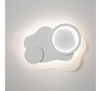AWEITG White Cloud Shape Wall Lamp - Ultra-Thin Metal Sconce 3-Color Mode LED Light for Kids Room(L)