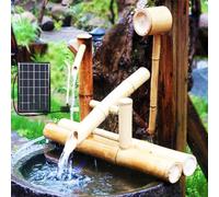 aweiyouxiang Fontaine d'eau Solaire en Bambou, décoration de Jardin Zen Feng Shui en Bambou, décoration de Jardin extérieur, décoration de la Maison pour pelouse intérieure et extérieure
