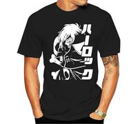AWENGL Awesome Space Pirate Captain Harlock Albator Anime T Shirt Young Design Soft Cotton Homme Tee Shirt Black Black L