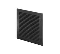Awenta Grille d'aération en plastique avec filet anti-insectes et cache-trous de vis pour un meilleur look - Noir - 200 x 200 mm