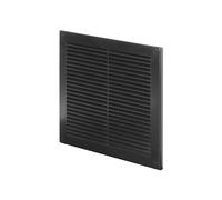 Awenta Grille d'aération de 250 x 250 mm en plastique noir avec maille d'écran - Clapet de ventilation à lattes pour la maison, la cuisine, la salle de bain - Facile à installer - Ventilation HVAC
