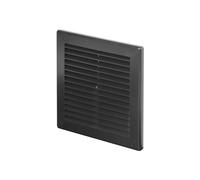 Awenta Grille d'aération en plastique avec filet anti-insectes et cache-trous de vis pour un meilleur look - Noir - 150 x 150 mm