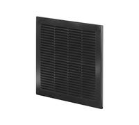 Awenta Grille d'aération en plastique avec filet anti-insectes et cache-trous de vis pour un meilleur look - Noir - 300 x 300 mm
