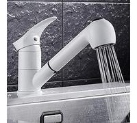 AWERAF Robinets, bec pivotant à 360 degrés en laiton blanc avec tête de pulvérisation extractible, robinet mitigeur d'évier à levier unique, bec pivotant en laiton, robinet d'évier de cuisine, robinet