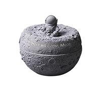 AWERQ Cendrier avec Couvercle pour Exterieur Interieur Anti Odeur Cendrier Béton Astronaut Atterrissant sur la Lune Cendrier Coupe-Vent Cendrier pour la Maison et Le Bureau Décoration