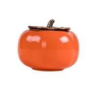 AWERQ Ceramique Cendrier en Forme de Kaki à Fruit, Cendrier avec Couvercle Anti Vent Anti Odeur, Cendrier Fermé pour Exterieur Interieur de Maison Décoration, Drole Cendriers